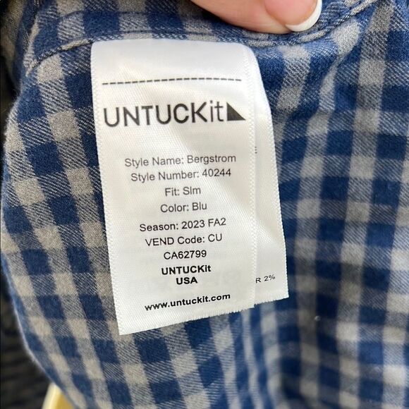 UNTUCKit Blue Casual Gingham Button Down Shirt - Picture 4 of 5